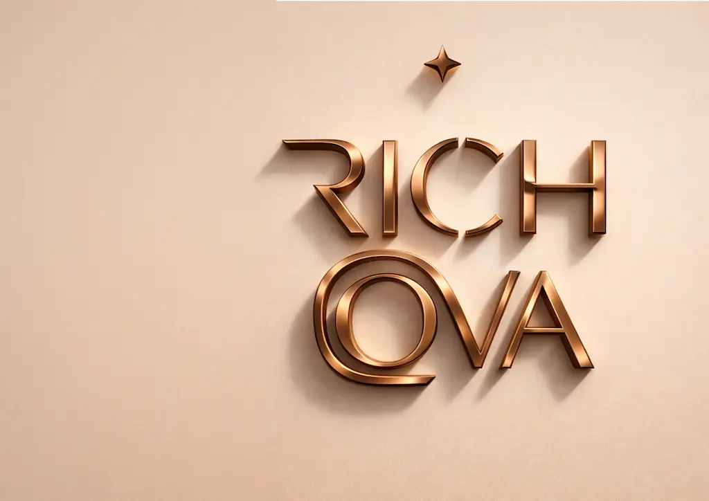 Imagotipo RICHOVA en acabado cobrizo